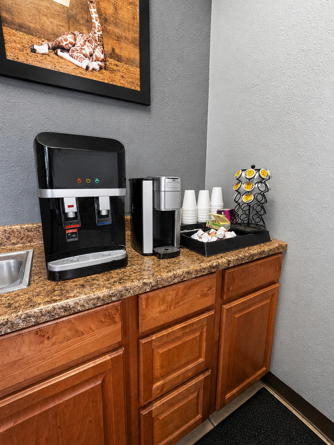 Close-up of the refreshment station at Auto Care USA in Spring, TX